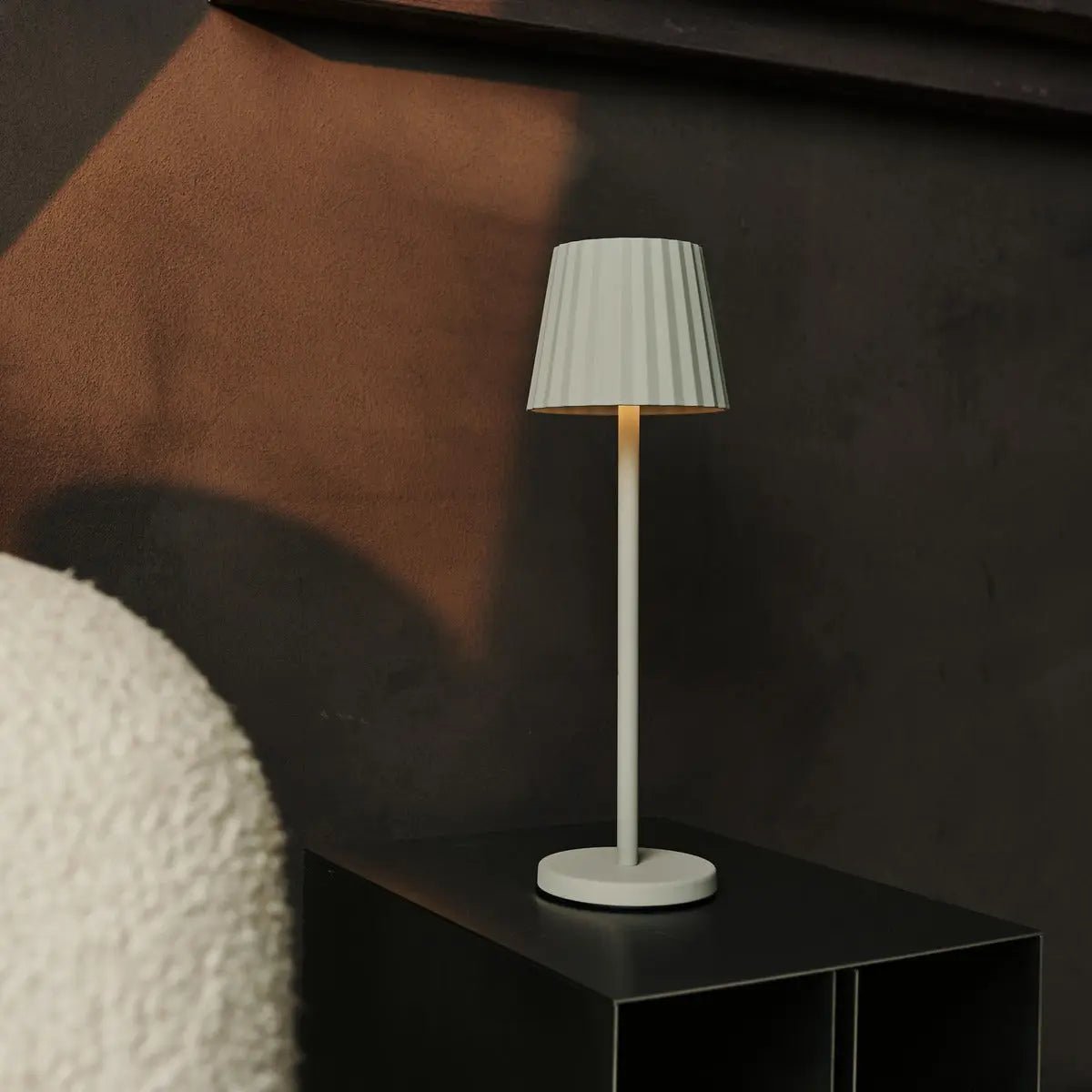Maya Shadow Grey Ribbed Table Lamp