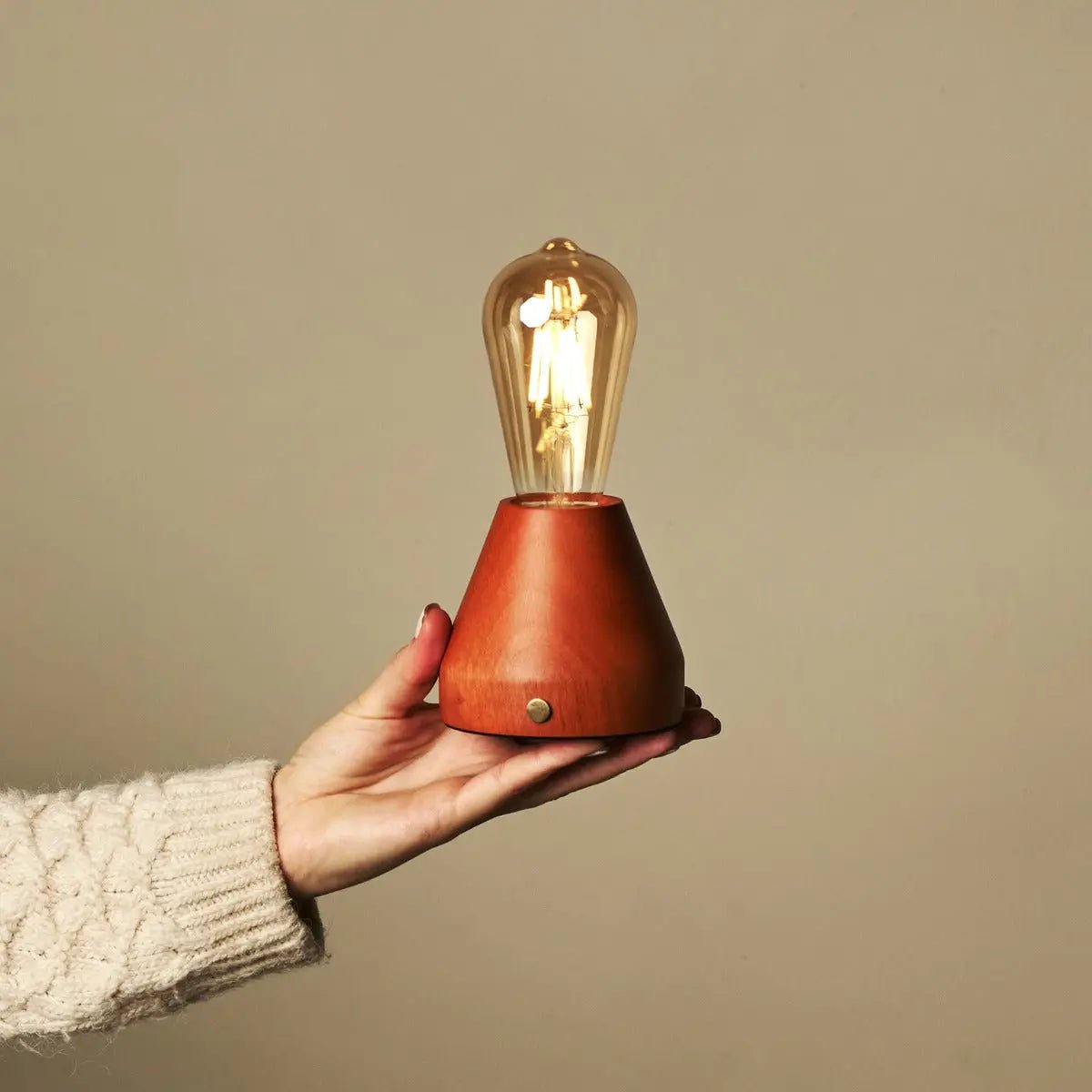 Zavi Chestnut Brown Rechargeable Table Lamp