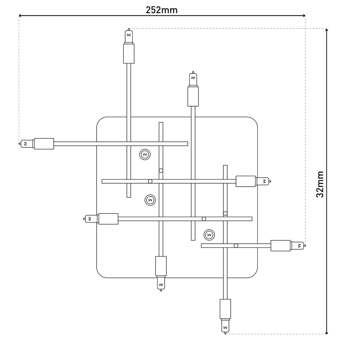 LED Deckenleuchte "ANCONA" mit Backlight aus Metall in Schwarz, und Messing, G9-Fassungen, Lampe für Wohnzimmer, Esszimmer, Flur und Büro, ca. 51 x 48 cm