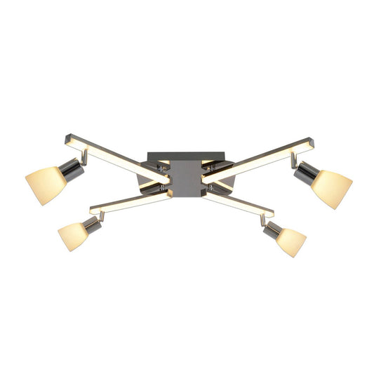 LED-taklampa "Ibiza", 68 cm lång, tillverkad av kromfärgad metall, glas och plast