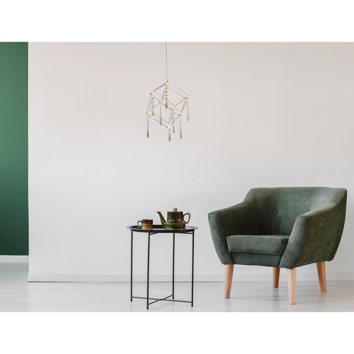 LED pendant lamp "Araneus" metal and plastic in chrome, with firmly built -in LEDs, side length dice approx. 15 cm, lighting for living room, dining room or office