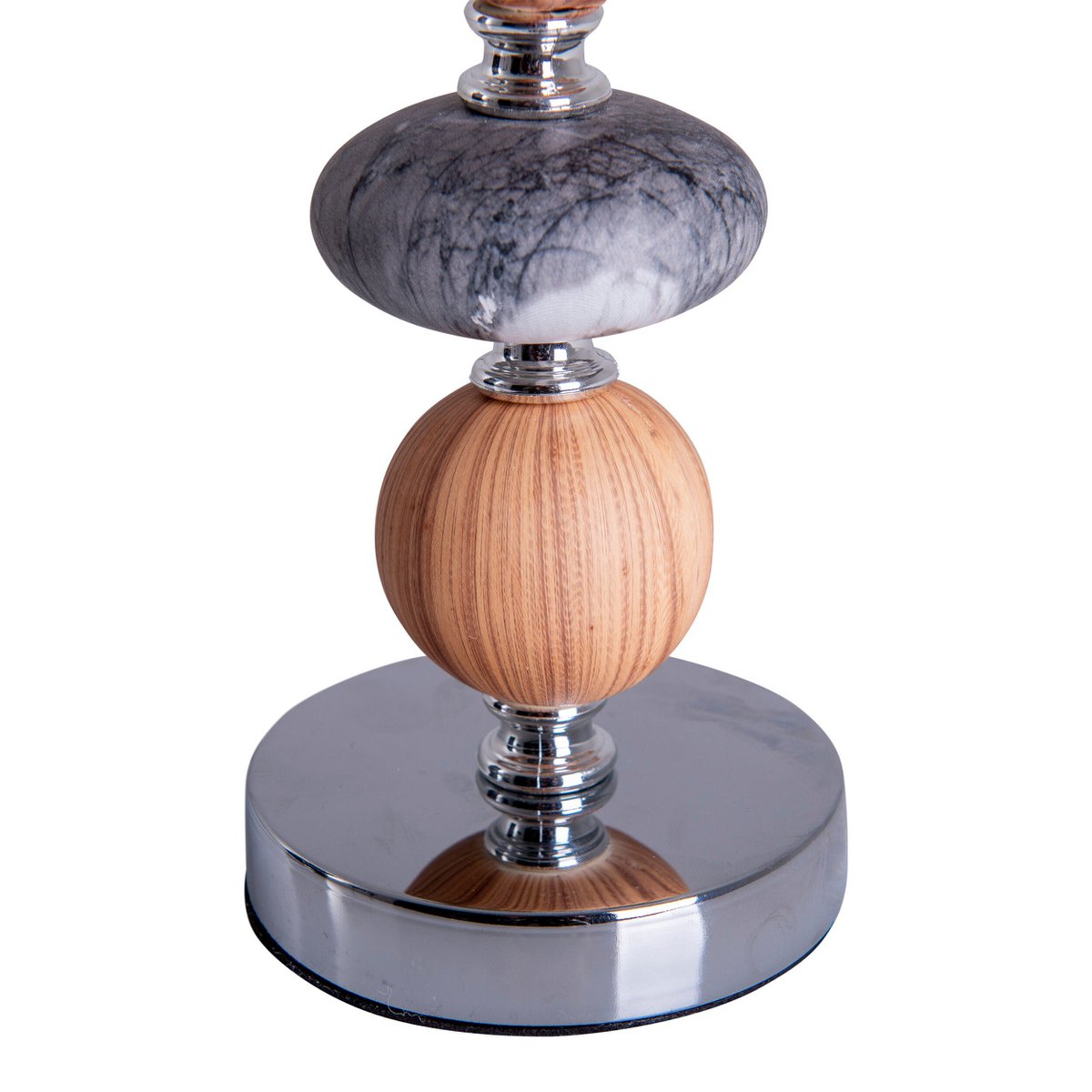Ceramic table lamp "Araga" 36 cm high, table lamp made of metal, wood and marble, with text blades, gray, with E14 socket, lighting for dining room, living room, hallway or office