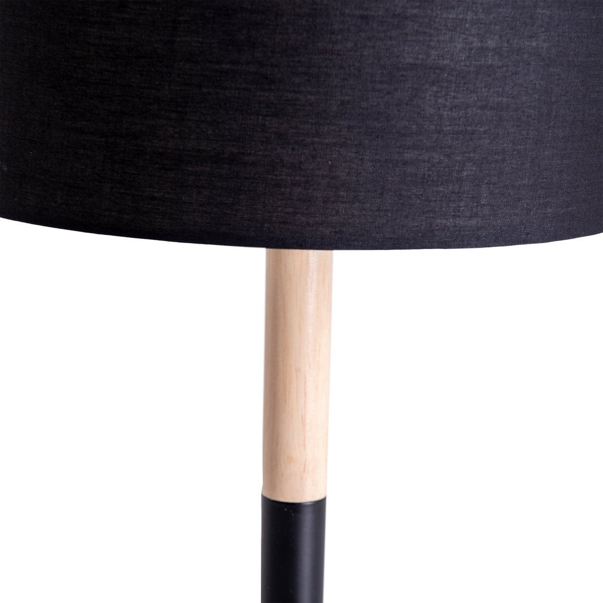 Textil-Tischleuchte "TESSILE", Tischlampe aus Metall, Textil und Gummibaumholz in Schwarz,/Natur, mit E14-Fassung, für Esszimmer, Wohnzimmer, Diele oder Büro, 37 cm hoch