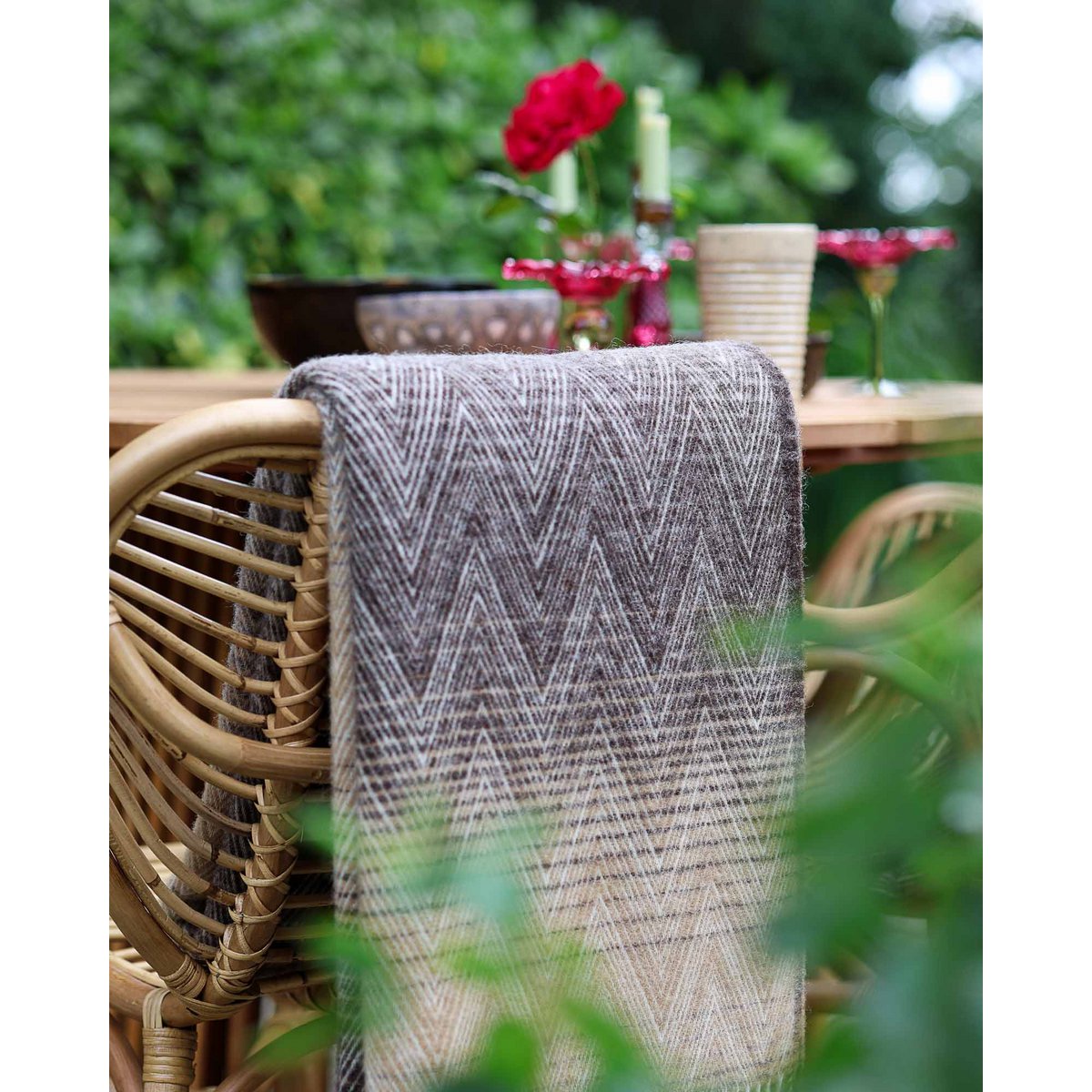Wool Throw Blanket MANORIA Savana - multi-colored brown