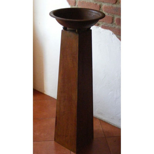 Rusty metal decorative column 1 m with various plant bowls | Garden decoration vintage decoration