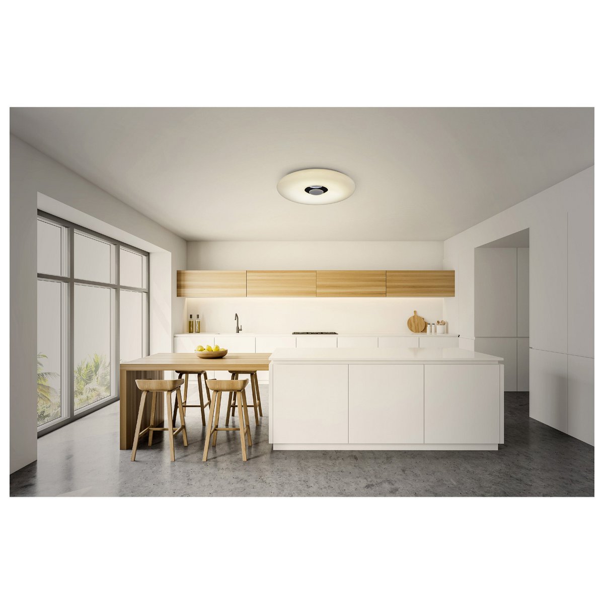 LED ceiling light "Nashville" Ø 40cm, many functions, made of metal and plastic, white, with integrated LEDs, lighting for living rooms, hallway or office