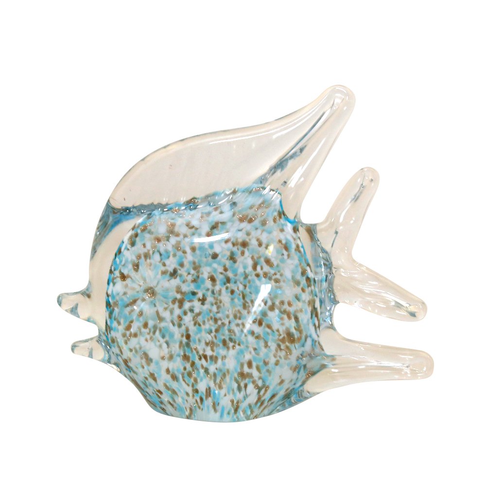 Decorative blue and transparent glass fish 14.5x5.5x13cm