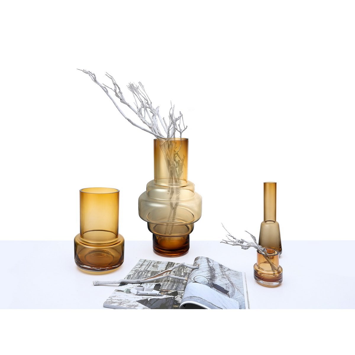 retro style thick glass vase XXL,series: TYLER 46AM, 9mm thick glass luxury edition