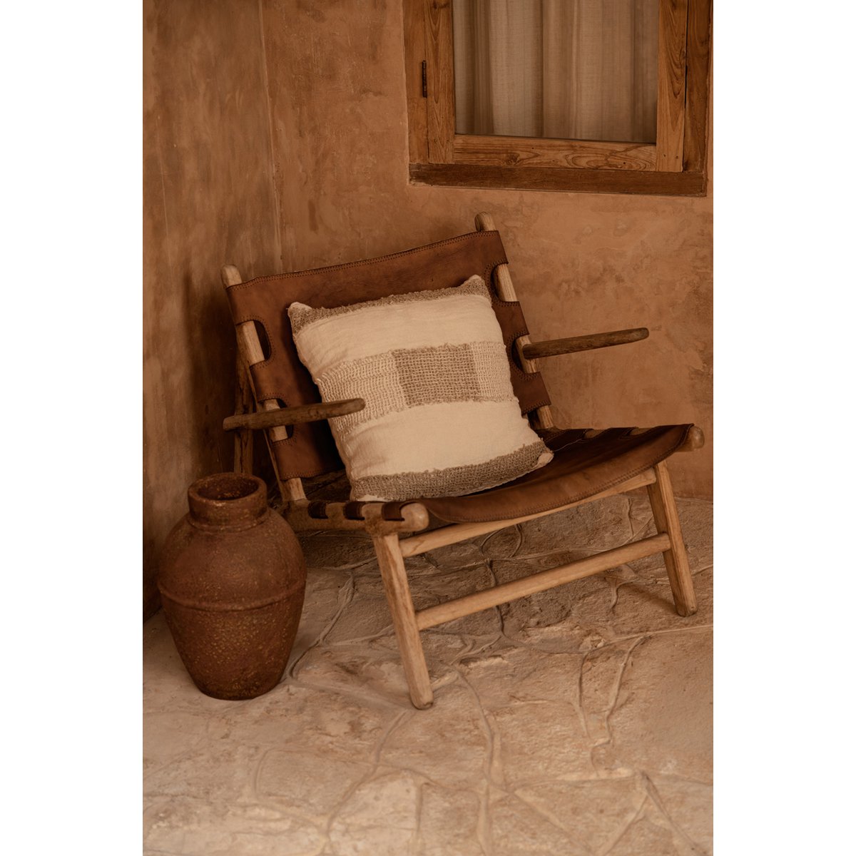 The Linen Threads Cushion Cover - White Natural