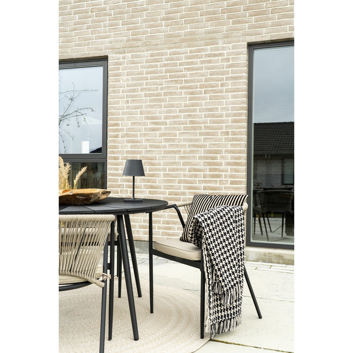 Side Plaid - Plaid, black/beige, Cotton, Polyester, 130x180 cm