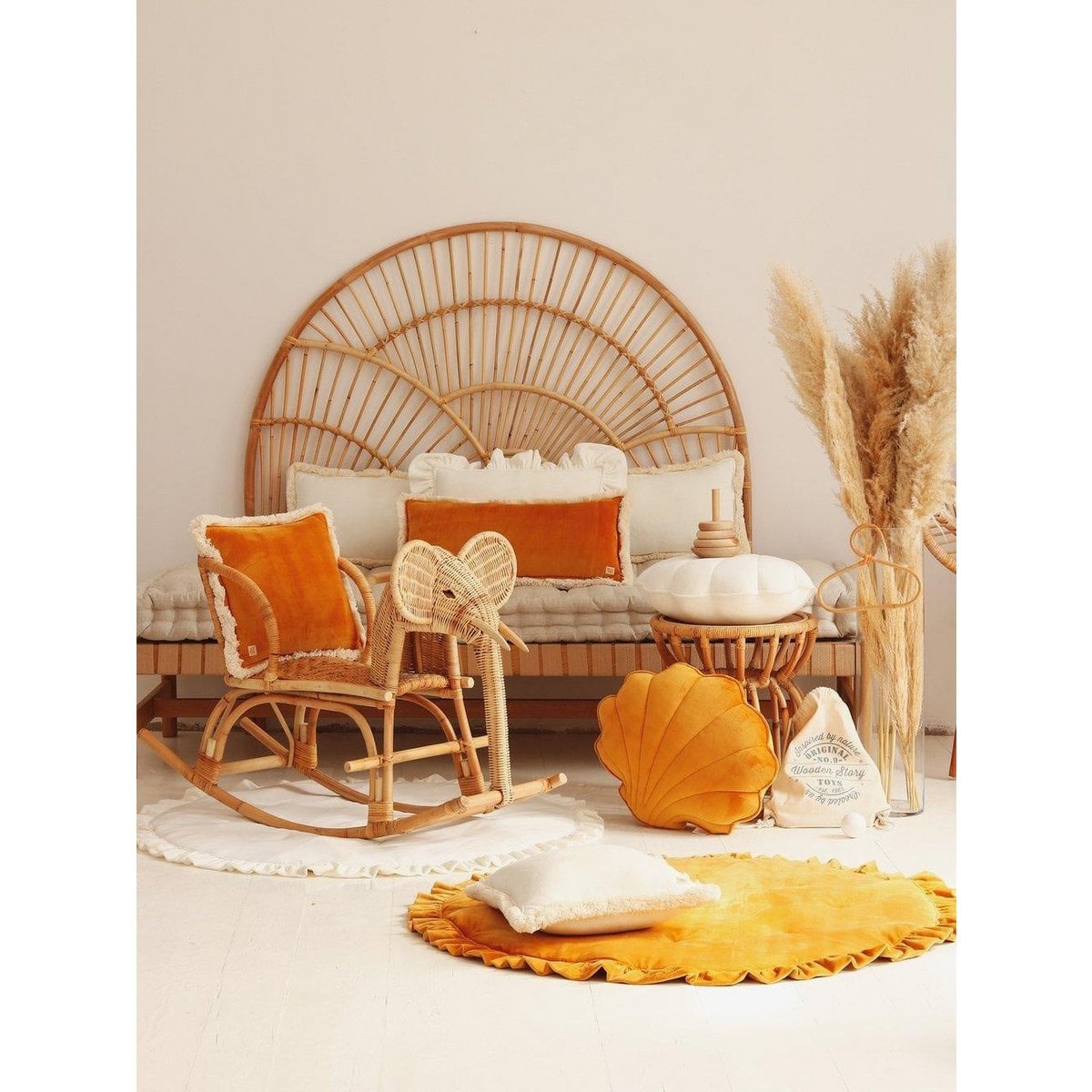Soft Velvet Pillow with Frill “White”