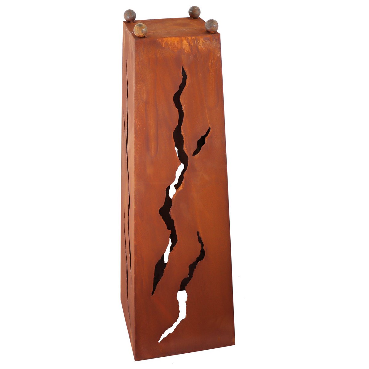 Patina column 1 m with cracks and various shells | Rust decoration plant column