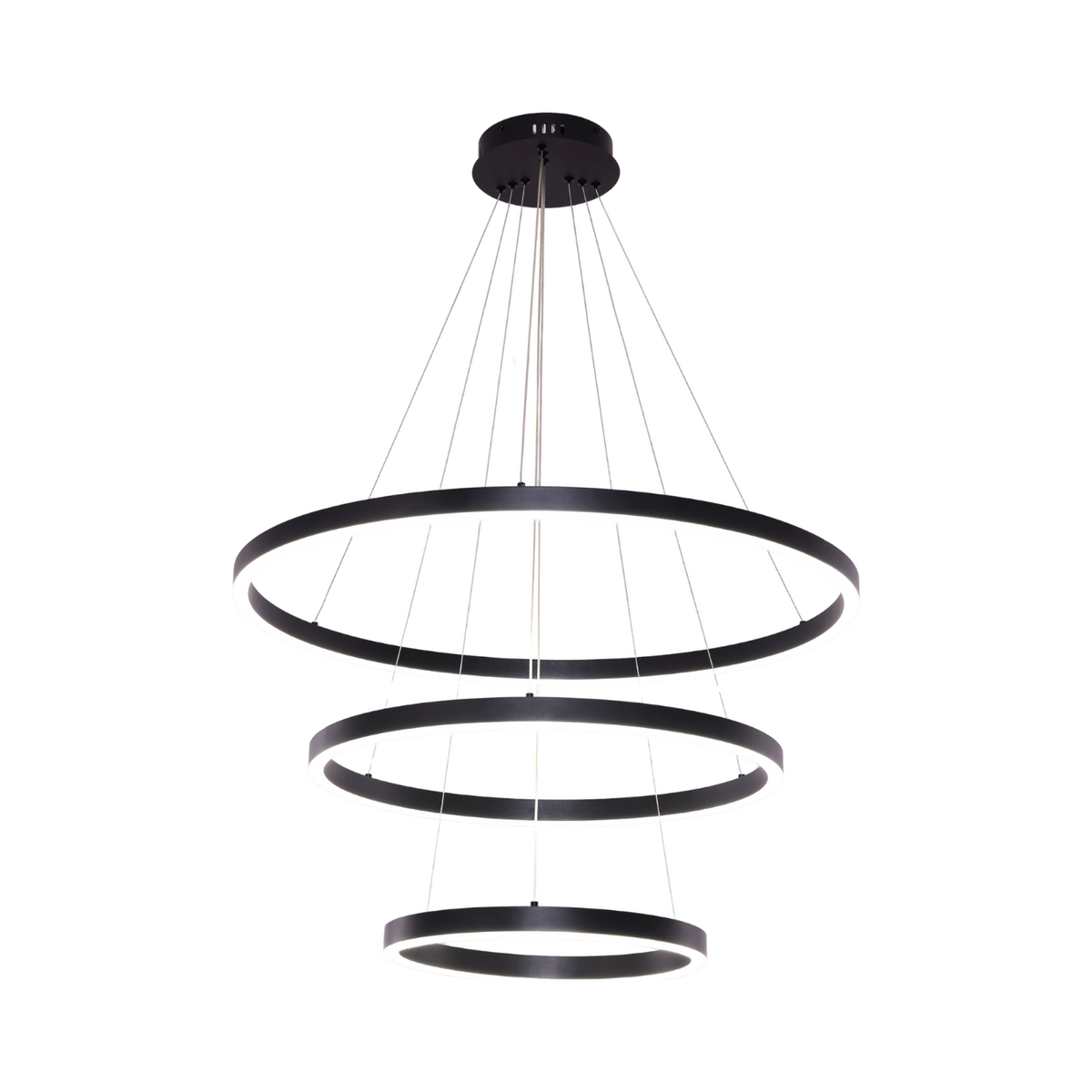 Hanging lamp Neo Black | 3-ring 40+60+80 cm