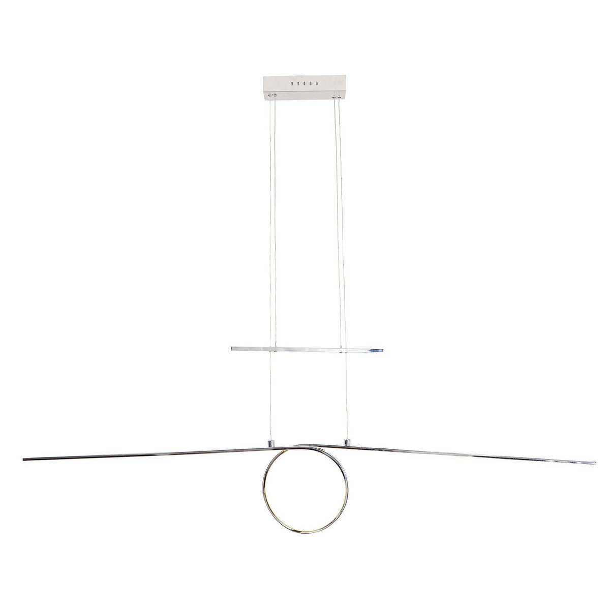 Metal LED in silver LED pendant lamp, with integrated LED pendulum inside