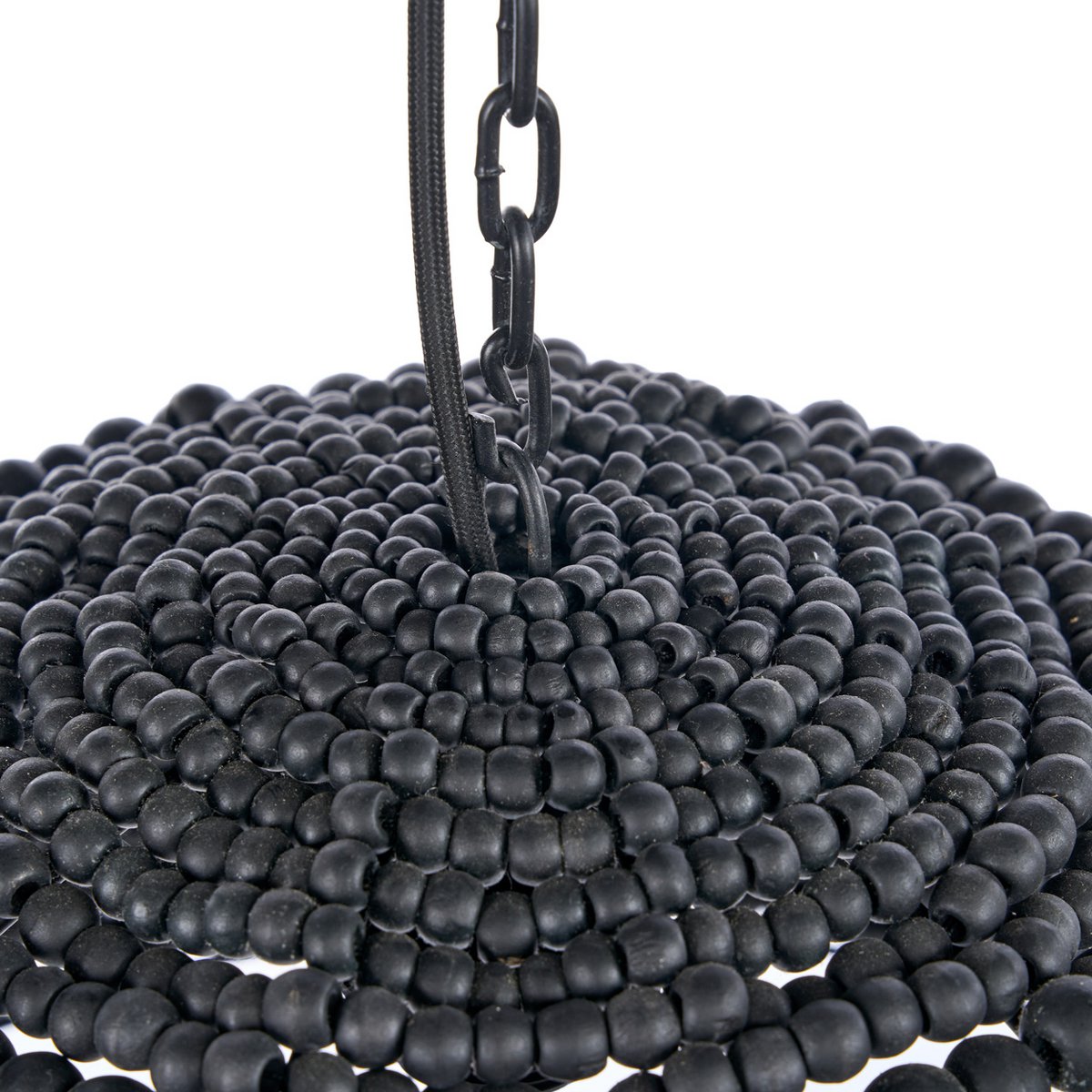 The Wooden Bead Dome Pendant - Black