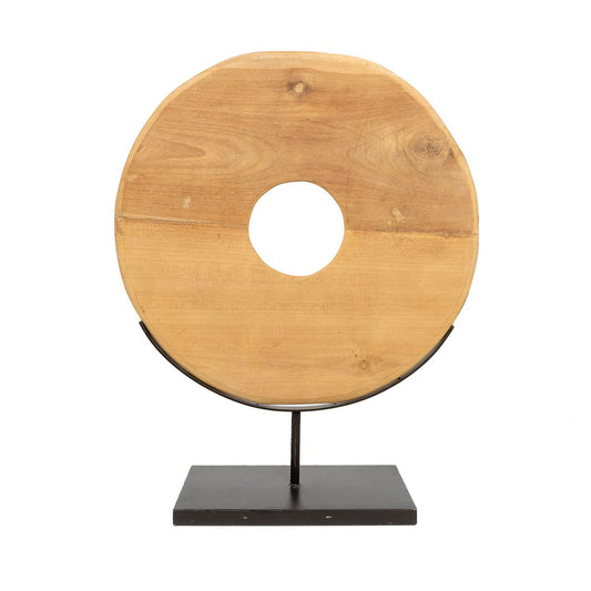 The Teak Disc on Stand - L