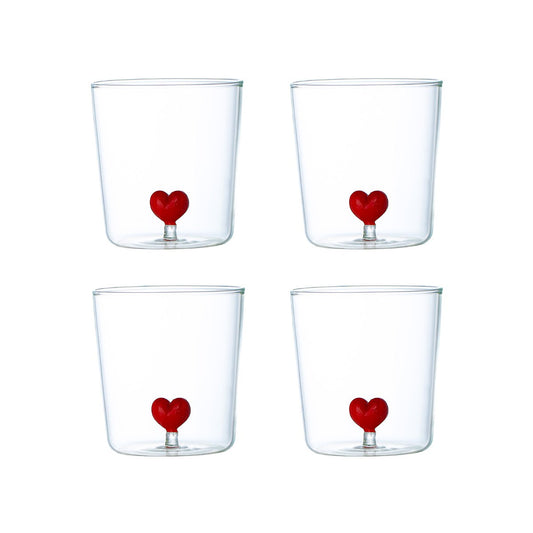 Hjärtformade vattenglas 300 ml - 4-pack