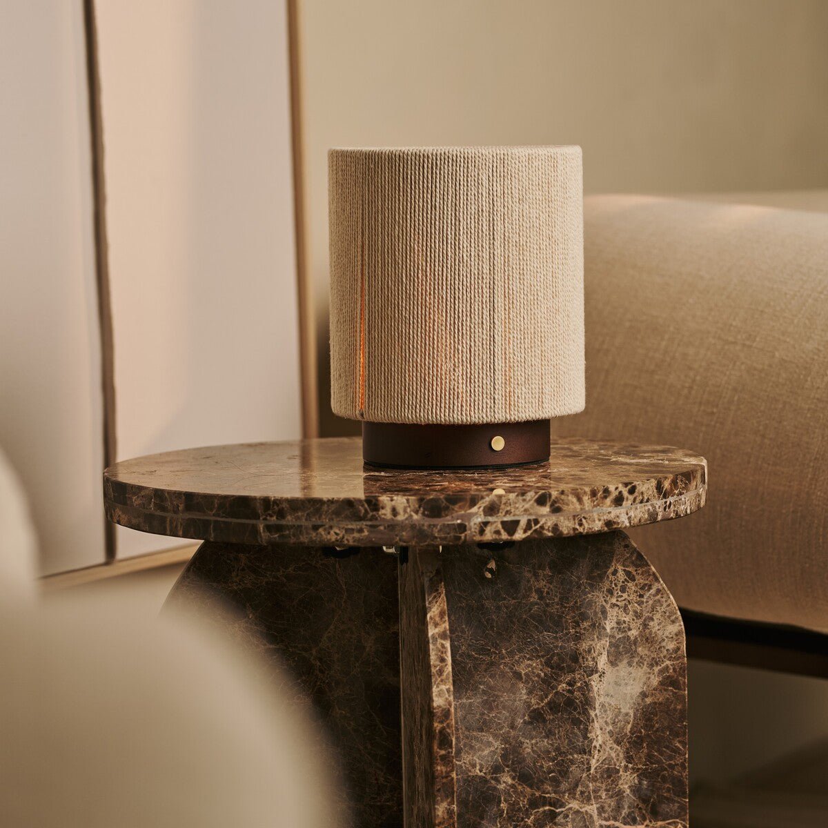 Ivo Dark Brown Wooden Rechargeable Lamp