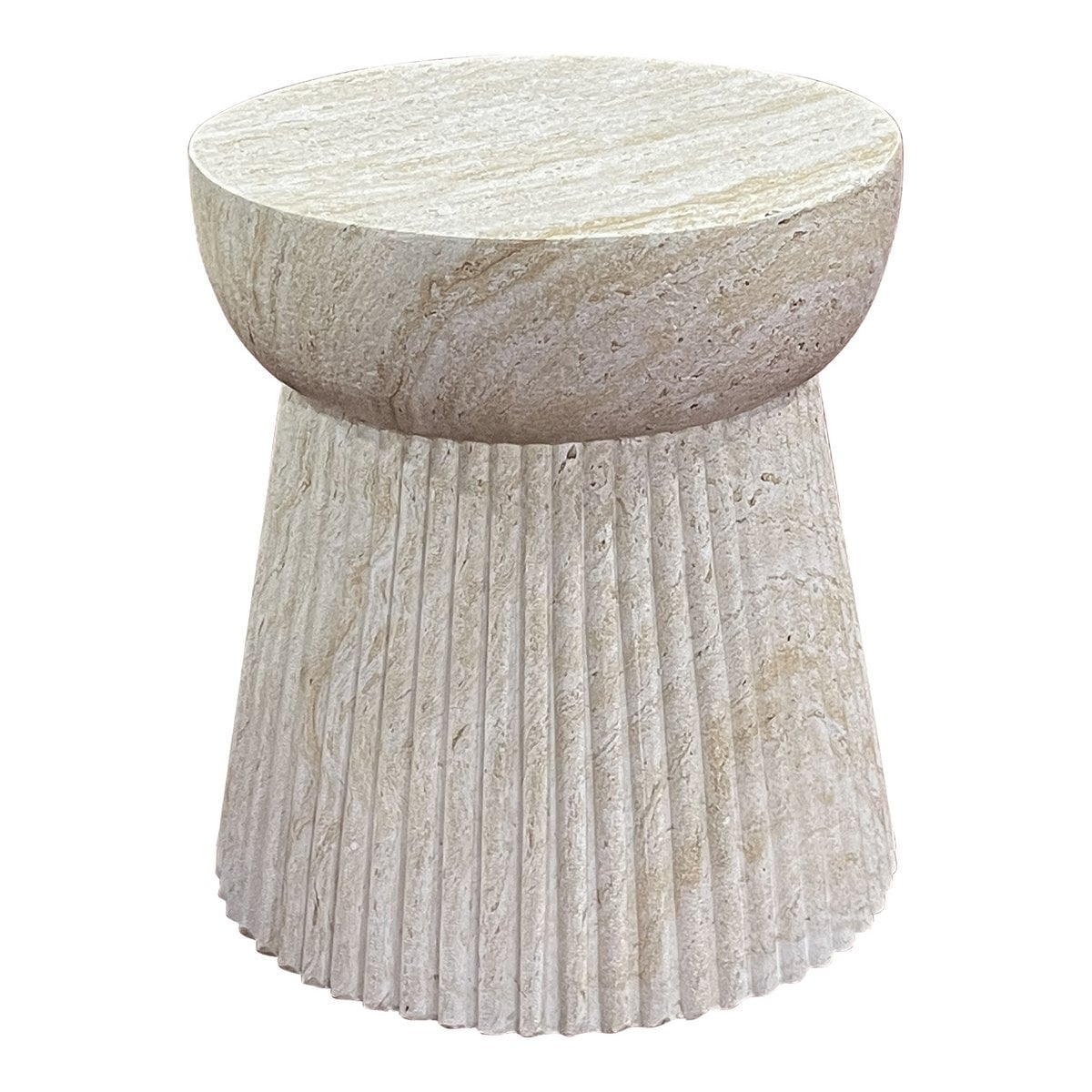 Bonn Side Table - Natural, Fiberclay with Groove Design, ø37x43 cm