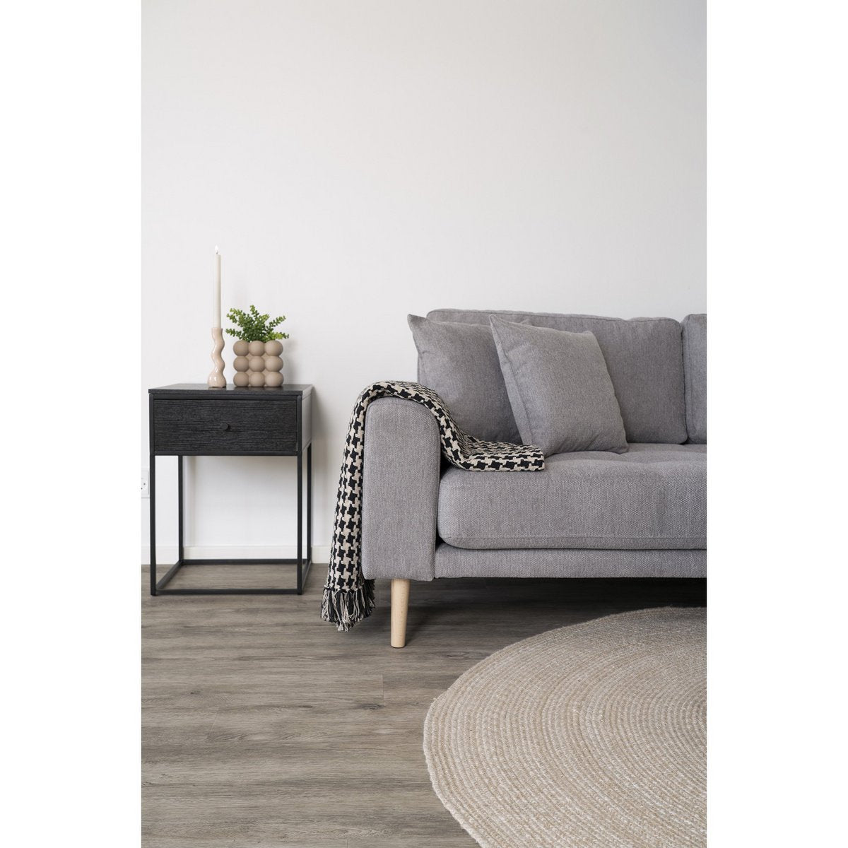 Side Plaid - Plaid, black/beige, Cotton, Polyester, 130x180 cm