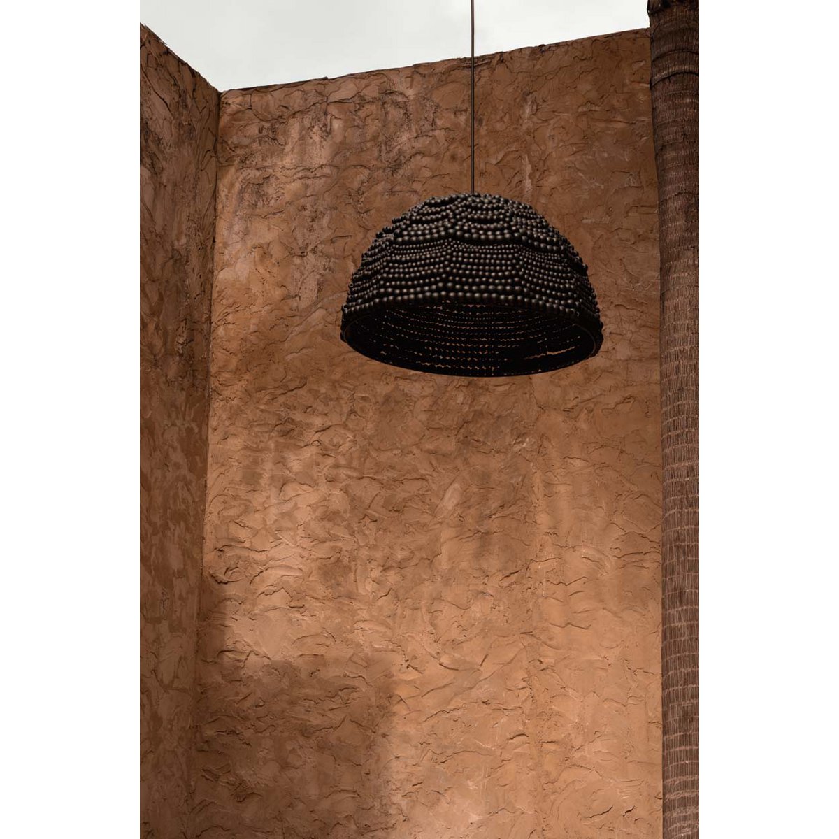 The Wooden Bead Dome Pendant - Black