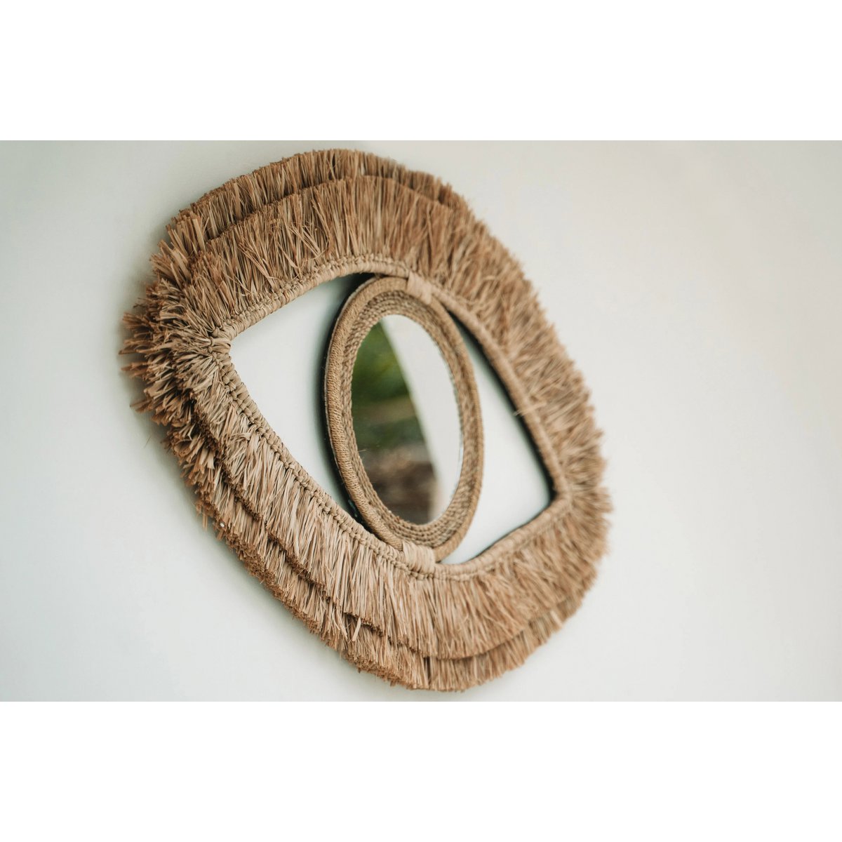 Raffia Eye Mirror - Natur - M