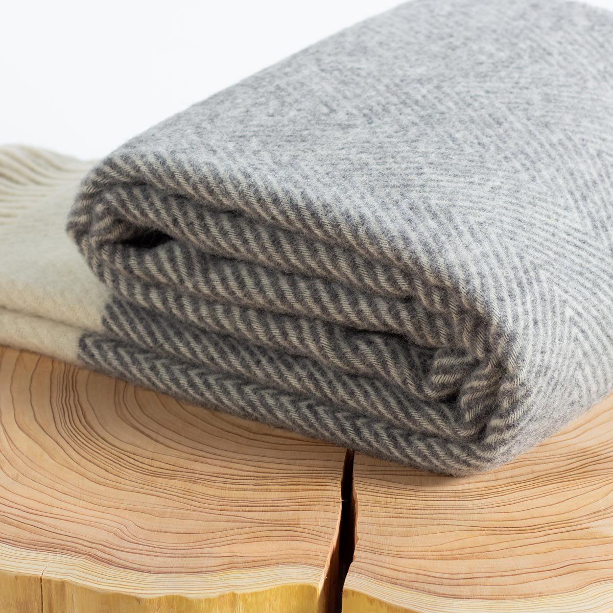 Wool Throw Blanket FLORENCE grey