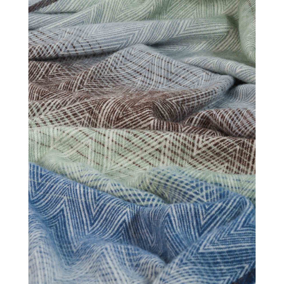 Wool Throw Blanket MANORIA Acqua - multi-colored blue