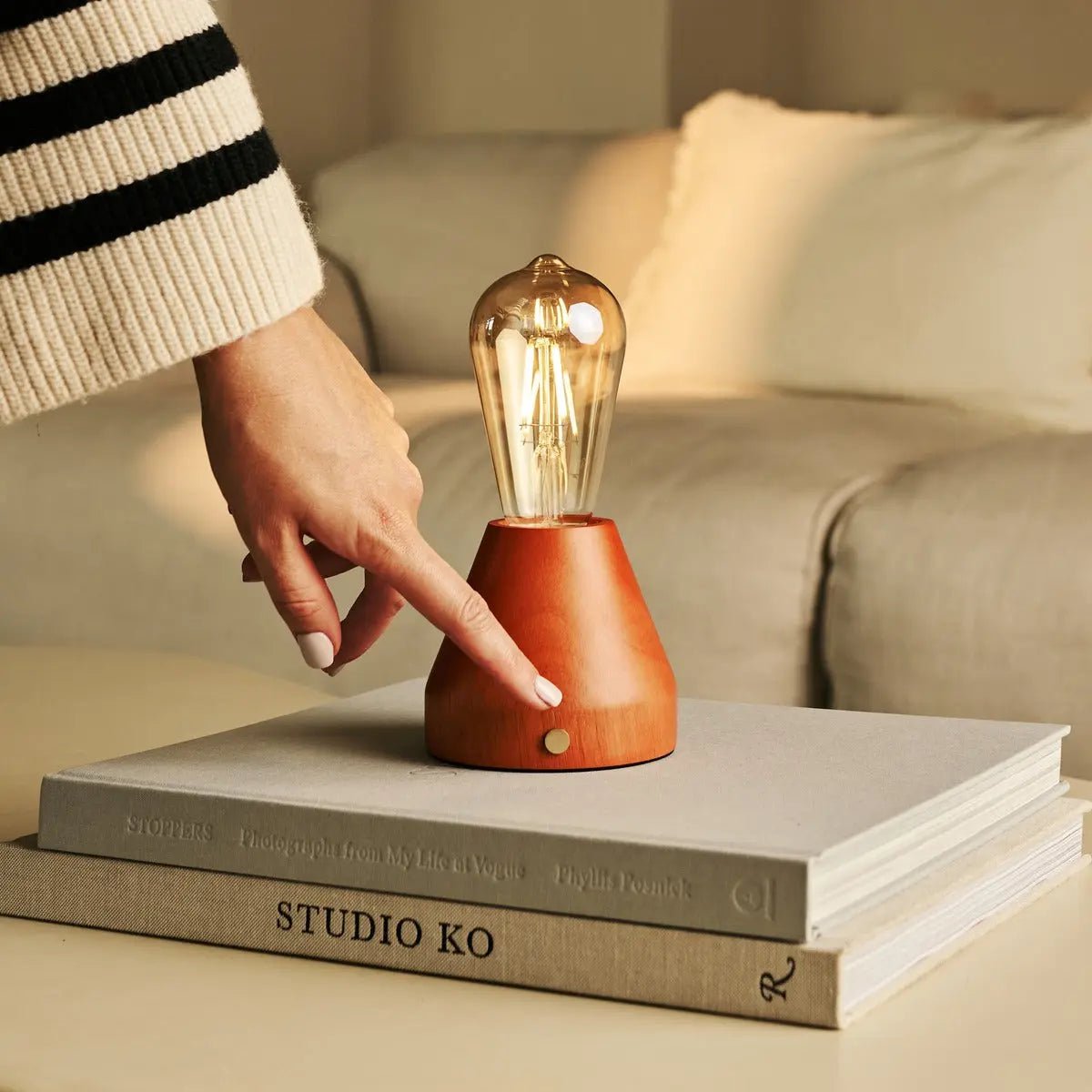Zavi Chestnut Brown Rechargeable Table Lamp