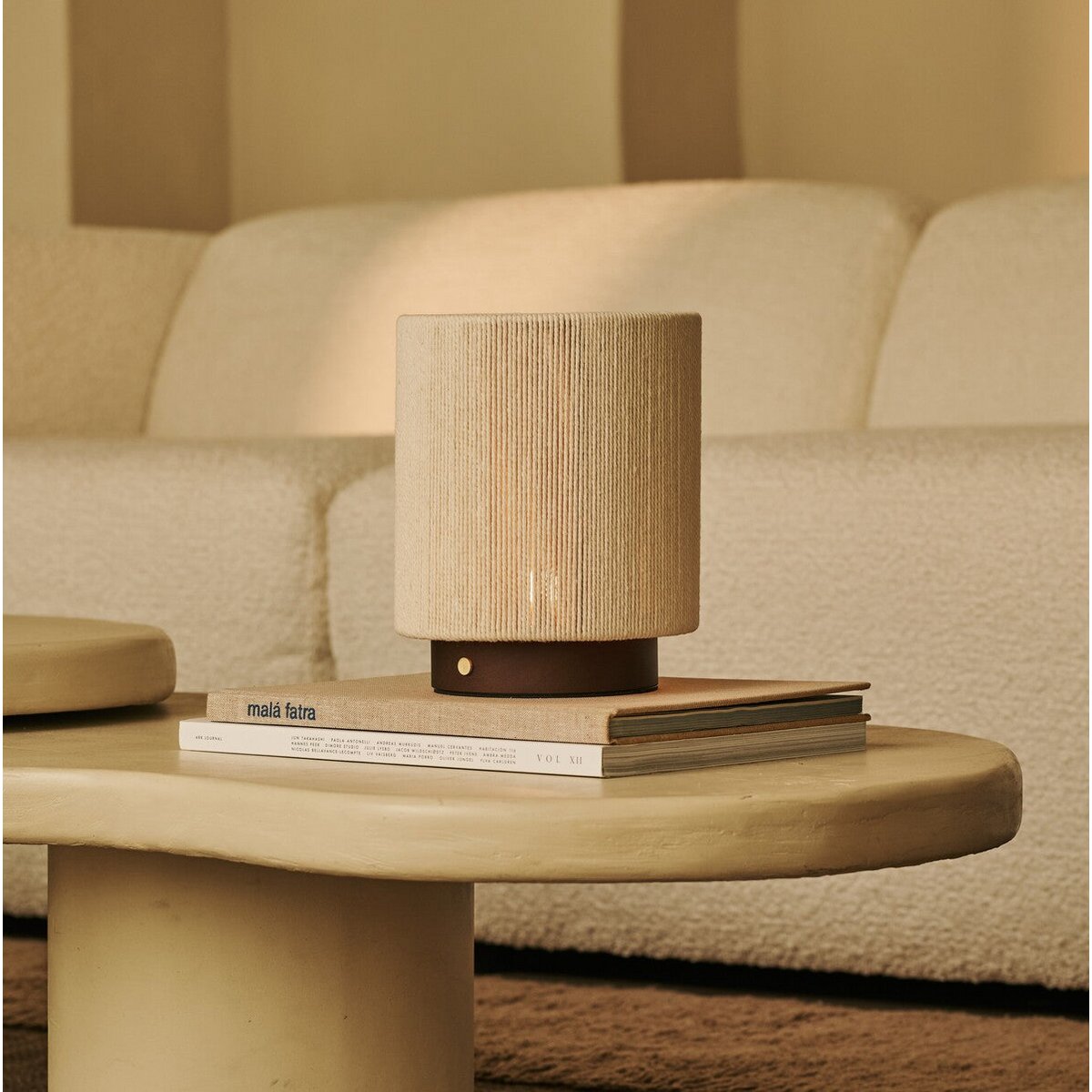 Ivo Dark Brown Wooden Rechargeable Lamp