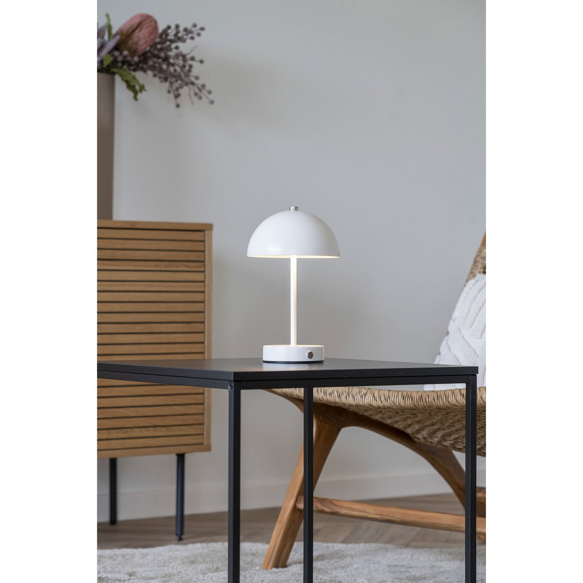 Holt LED Table Lamp - White, Metal, Rechargeable