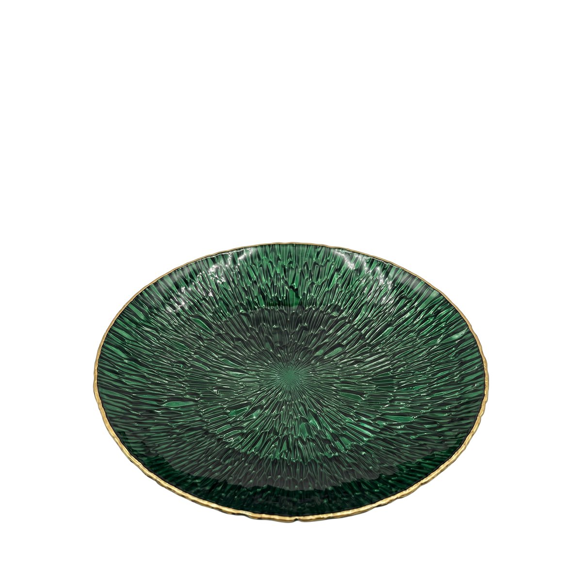 Emerald green bowl with gold edge 32.5cm