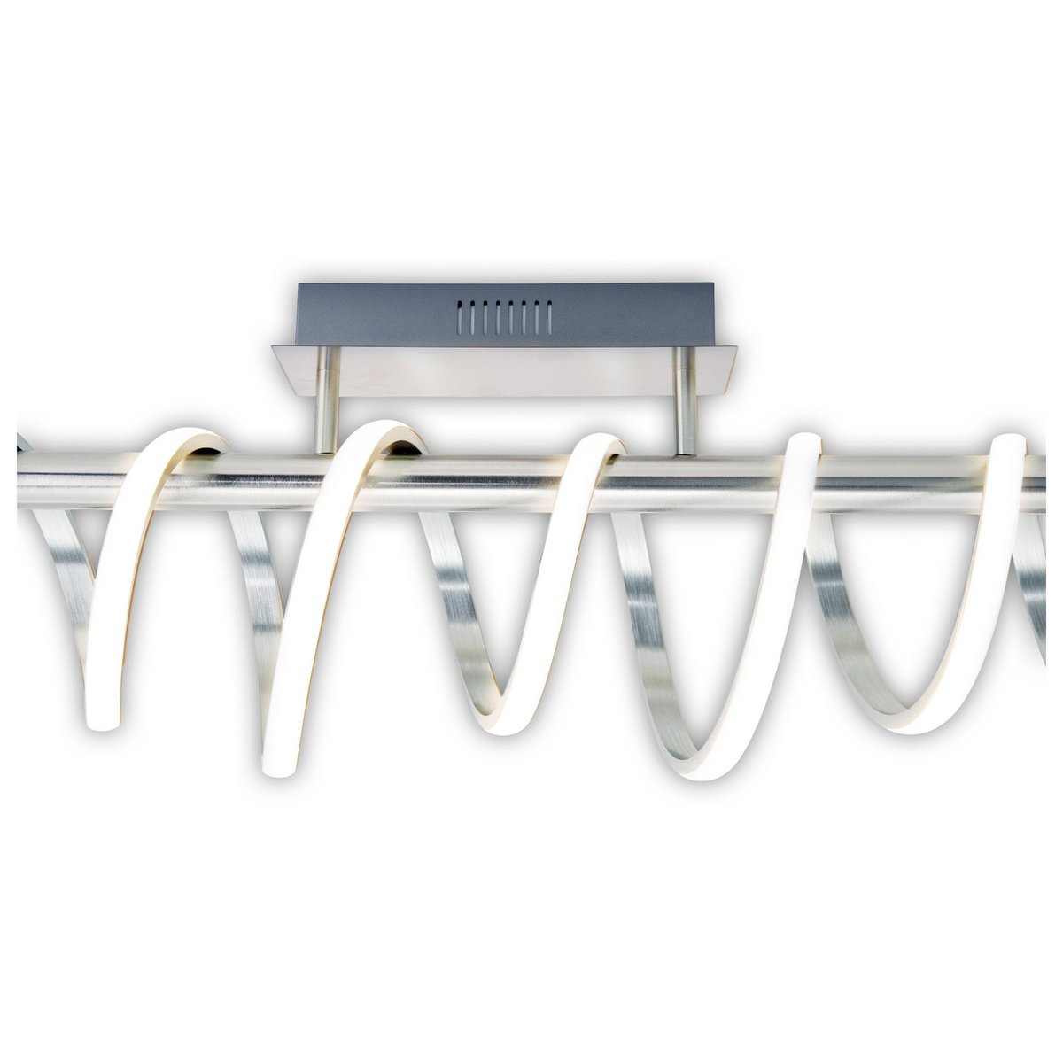 LED ceiling lamp "Belleza", modern metal ceiling lamp and plastic in nickel matt and white, with firmly built -in LEDs, 100cm long. The ideal lighting for living room, dining room or kitchen.