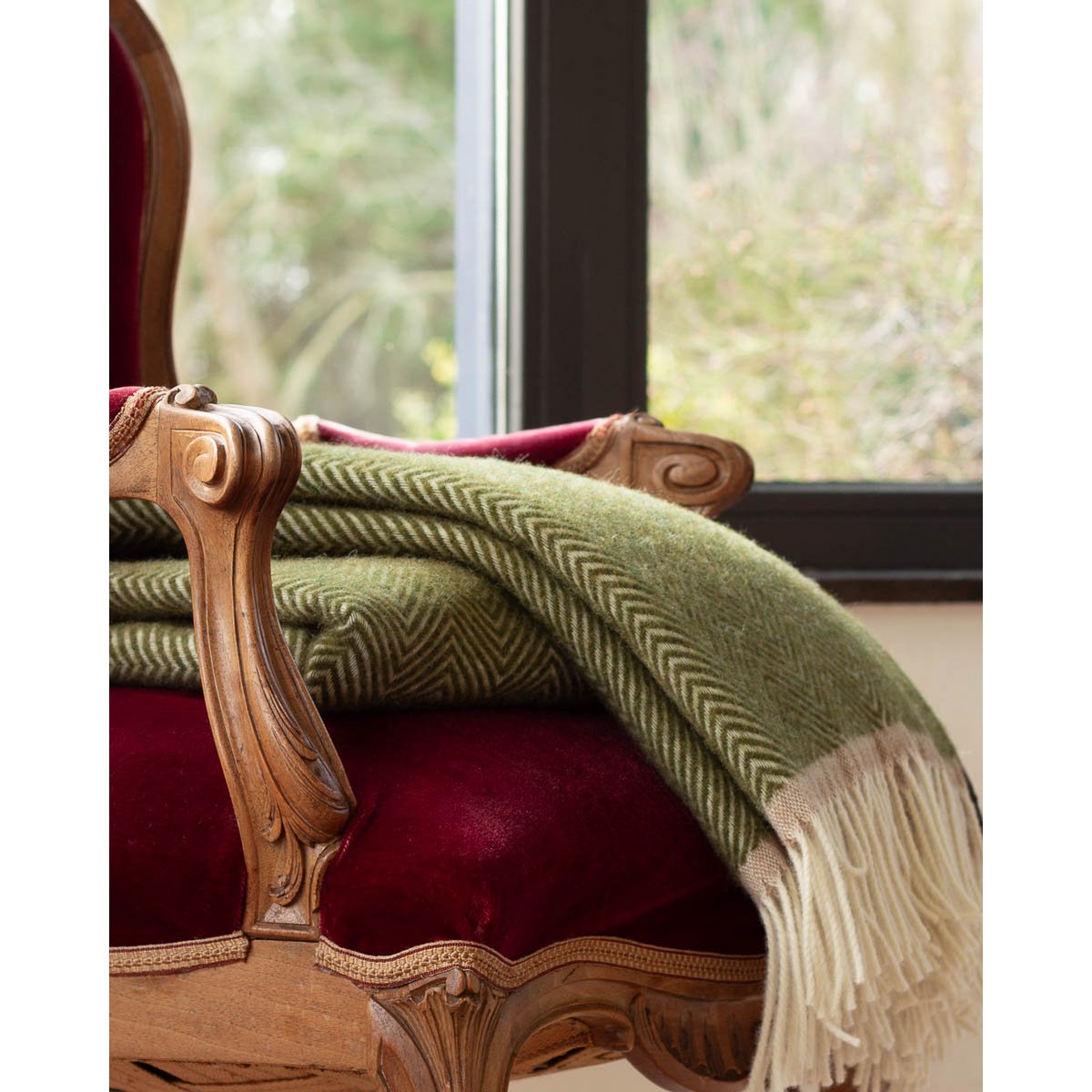 Wool Throw Blanket Denver olive