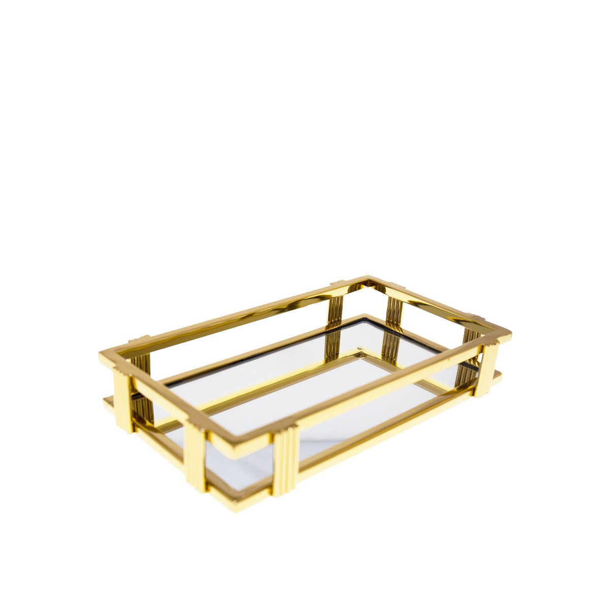 Gyllene rektangulär spegelbricka 31x18x5cm