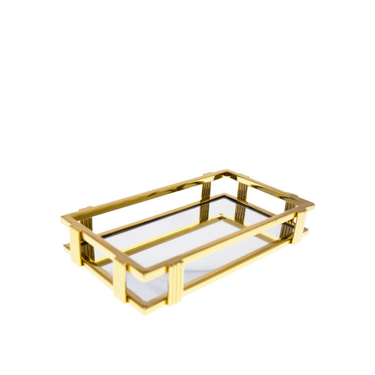 Gyllene rektangulär spegelbricka 31x18x5cm
