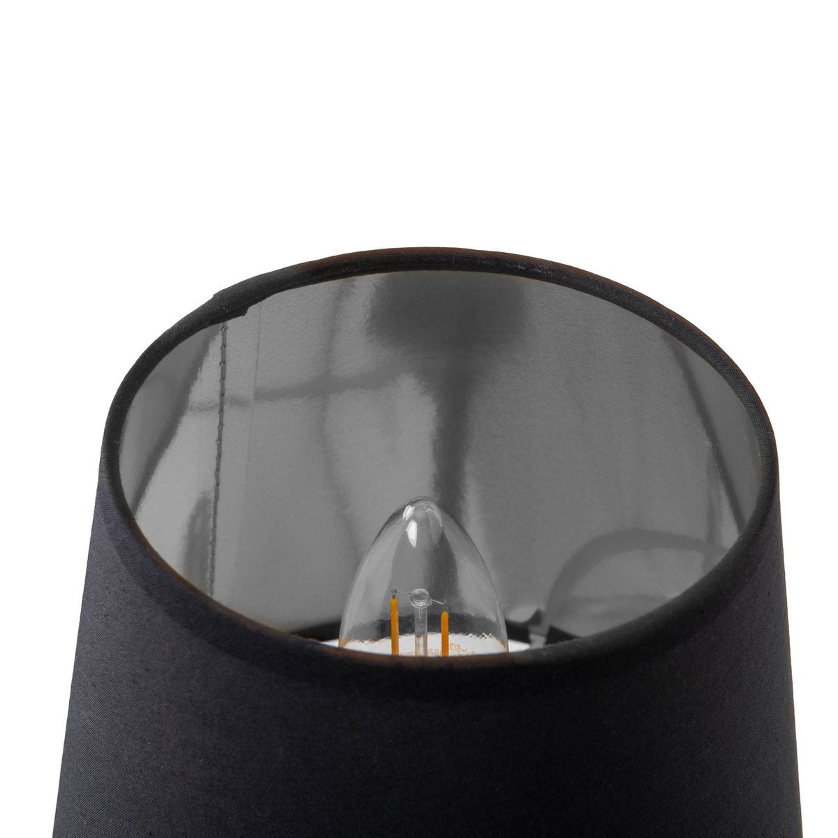 Table lamp "Helge" Ø 18 cm, height approx. 45 cm, made of ceramic in black and silver, black text blades