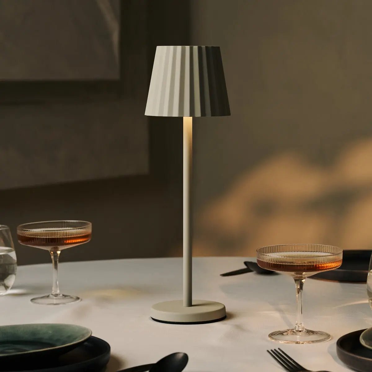 Maya Shadow Grey Ribbed Table Lamp