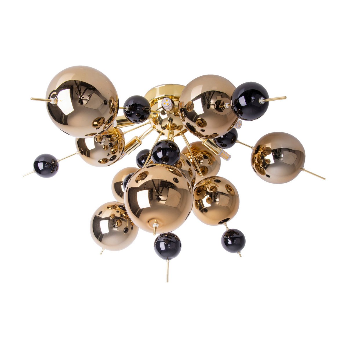 Ceiling lamp "explosion" gold made of metal and glass, G9 versions, ceiling lamp for dining room, living room, hallway or office, Ø57 cm