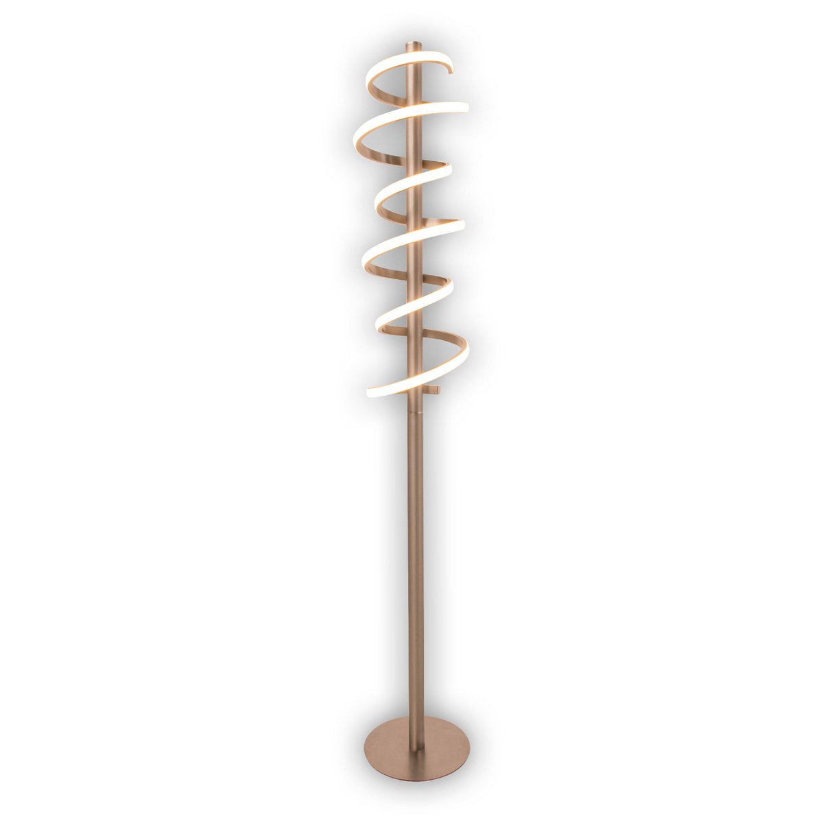 LED standing lamp "Belleza", modern floor lamp made of metal and plastic in nickel matt and white, with firmly built-in LEDs, 140 high, lighting for living room, dining room, bedroom or office.