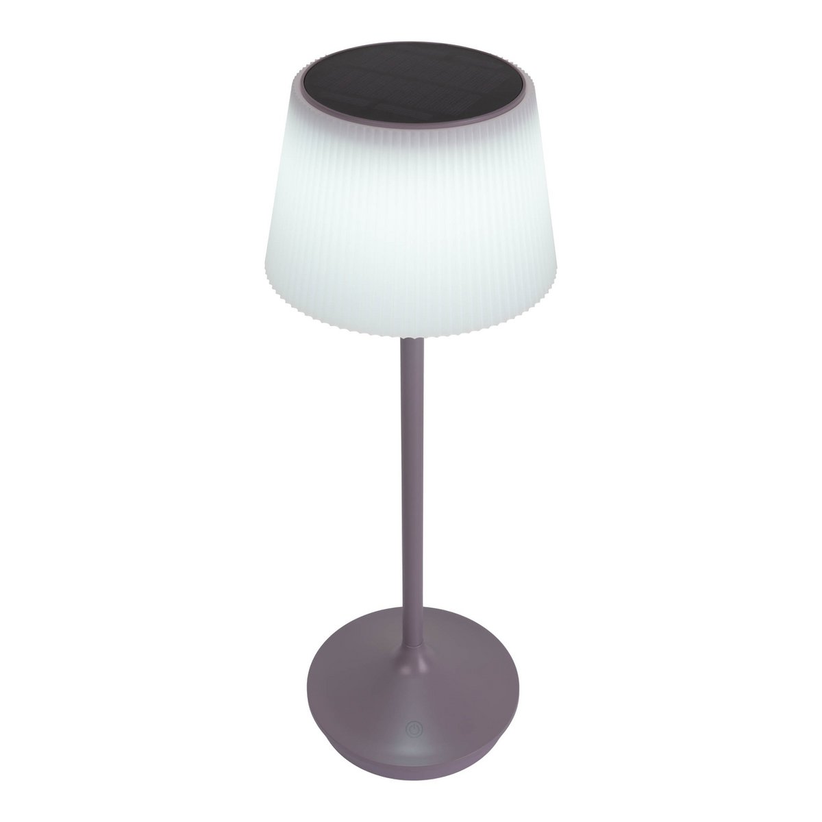 Solar battery lamp "Emmi" 38 cm high, umbrella Ø 13 cm, metal in blackberry and white plastic, for the outdoor area, dimmable CCT.