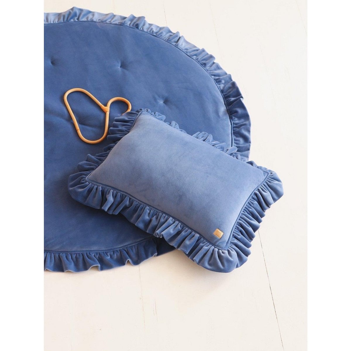 Soft Velvet Pillow with Frill “Sapphire”
