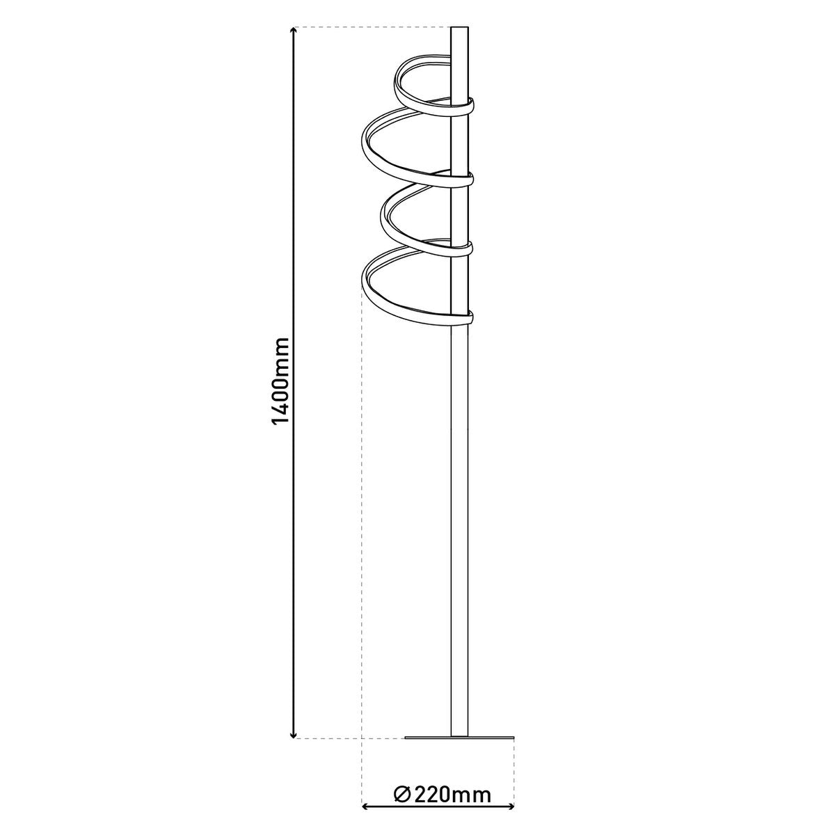 LED standing lamp "Belleza", modern floor lamp made of metal and plastic in nickel matt and white, with firmly built-in LEDs, 140 high, lighting for living room, dining room, bedroom or office.