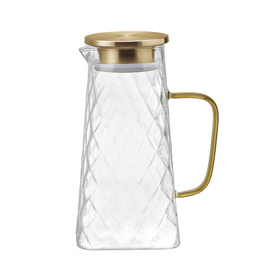 Karaff i glas med guldfärgat lock 1,5L