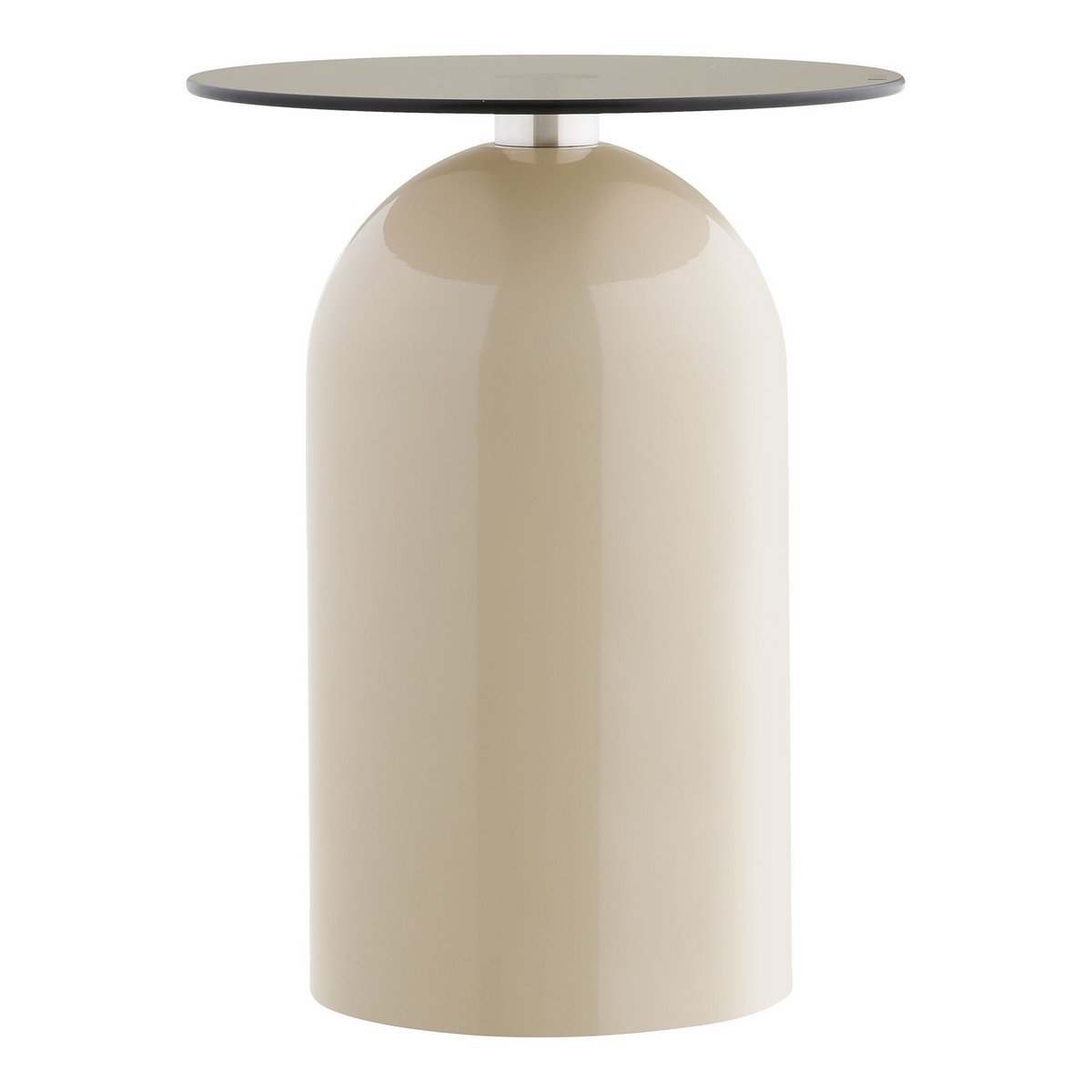 Ravello Side table, tempered glass/metal, grey/beige, ø40x52 cm