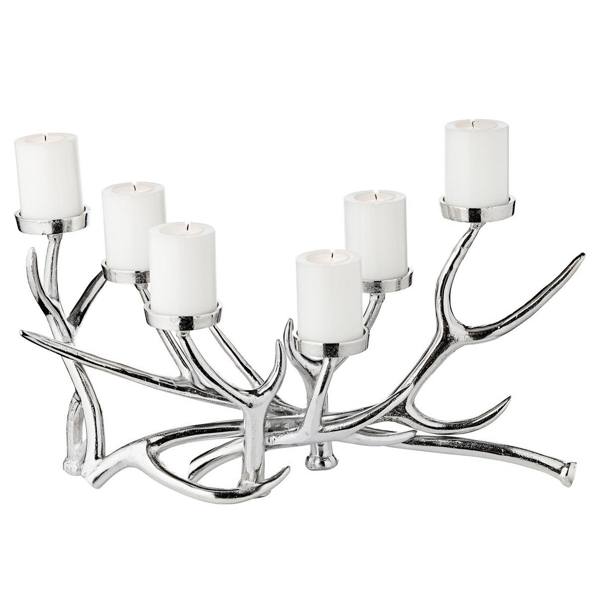 EDZARD candlestick James, antler design, aluminum nickel-plated, length 55 cm, height 27.5 cm, 6 flames