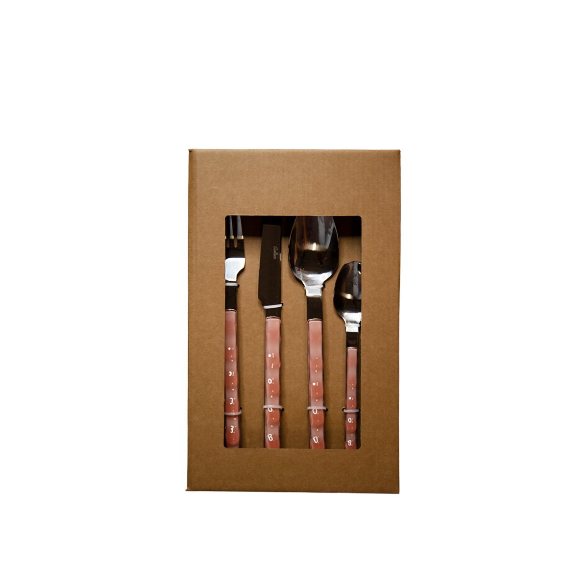 Housewife 24 pieces in silver with pink handle