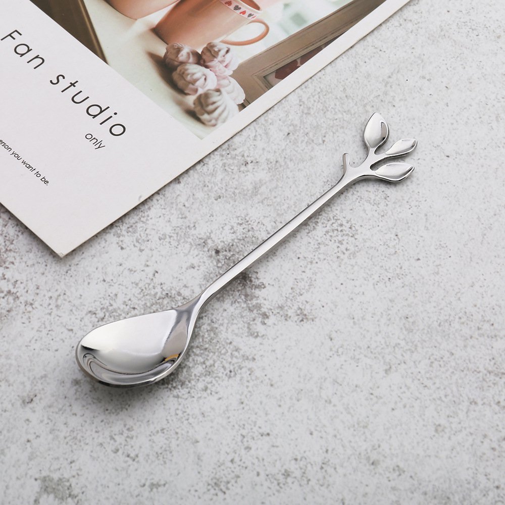 Silver dessert med blandade blad - Parti om 6