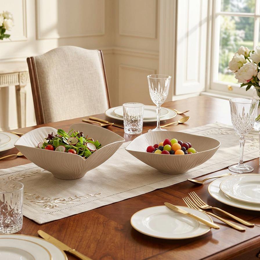 Beige matte bowl 38.5x29x14.5cm