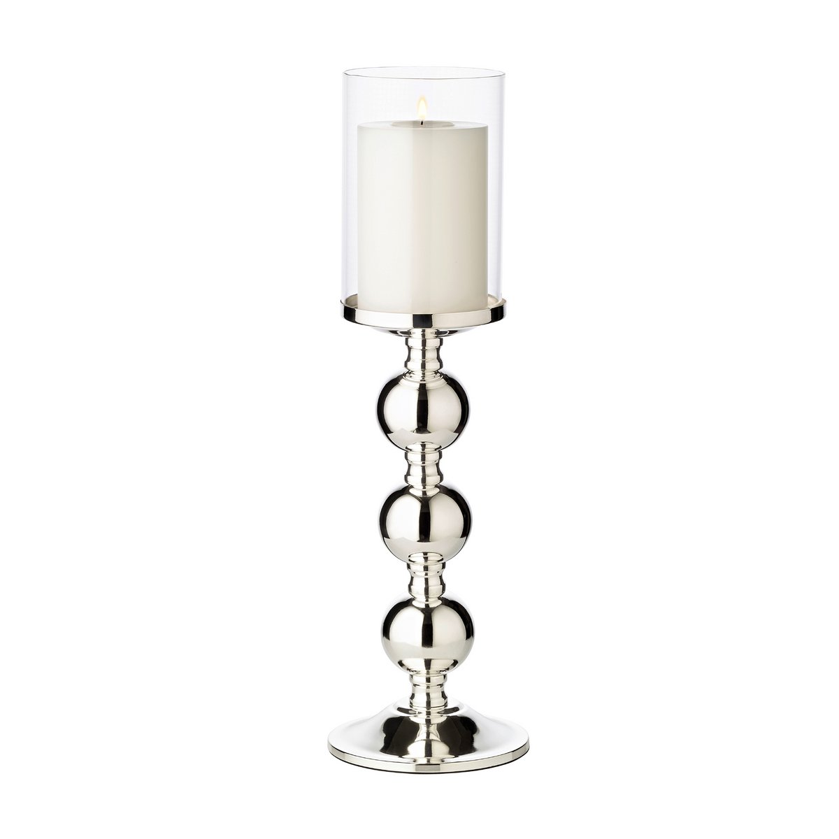 EDZARD candlestick candlestick Bamboo, elegant silver-plated, tarnish-proof, with glass, height 43 cm